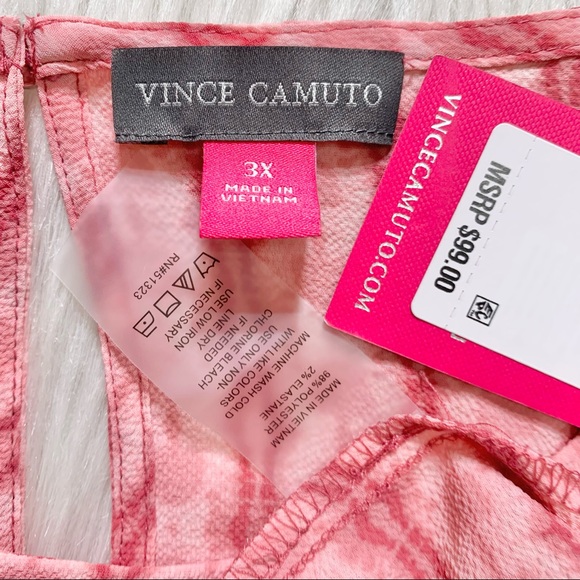 SOLD-NWT Vince Camuto Side Tie Rose Pink Printed Tunic - Picture 9 of 10